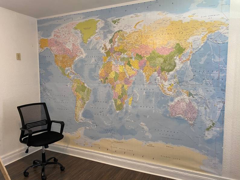 Map of the world as a feature wall
