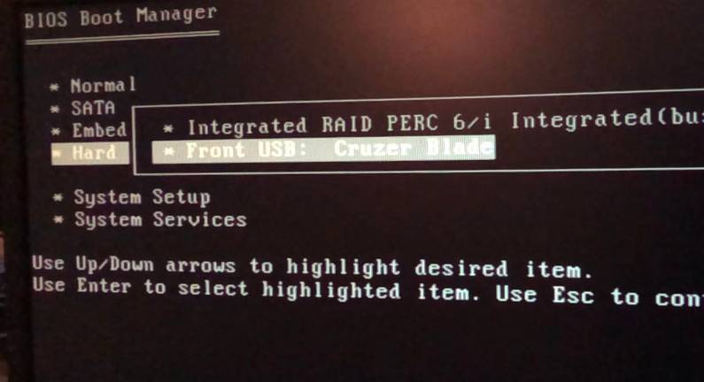 selecting a USB 'harddisk' on boot up