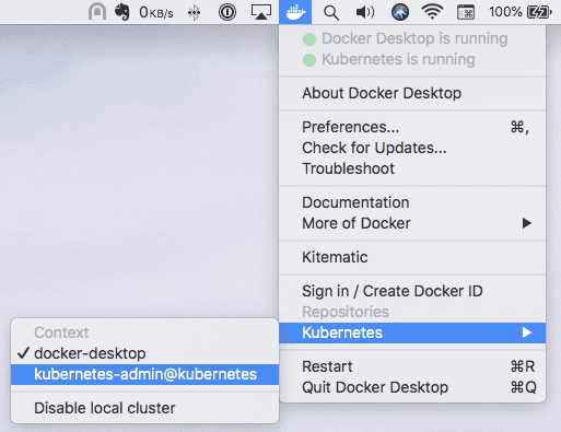 kubectl Context Switching via docker for desktop