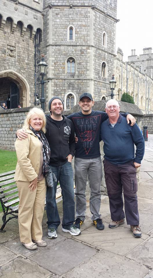 Family photo in front of Windsor castle